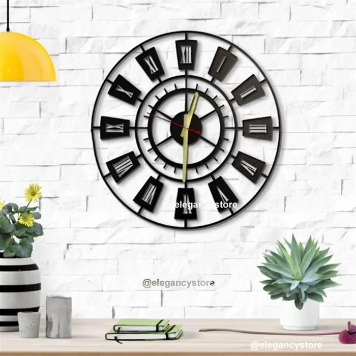 Elegant Wooden Strips Roman Clock