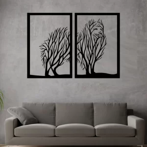 Wolf Art Nature Tree Set of 2